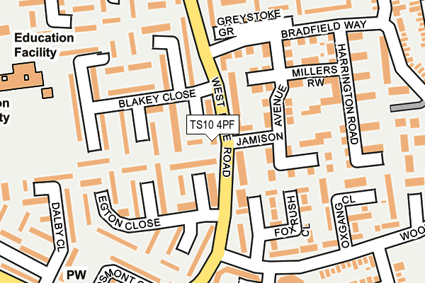 TS10 4PF map - OS OpenMap – Local (Ordnance Survey)