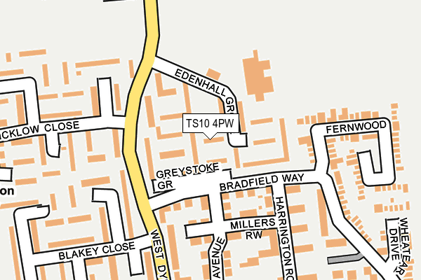 TS10 4PW map - OS OpenMap – Local (Ordnance Survey)