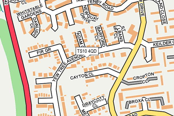 TS10 4QD map - OS OpenMap – Local (Ordnance Survey)