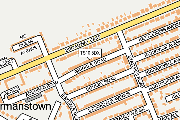 TS10 5DX map - OS OpenMap – Local (Ordnance Survey)