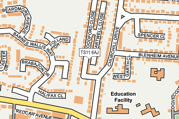 TS11 6AJ map - OS OpenMap – Local (Ordnance Survey)