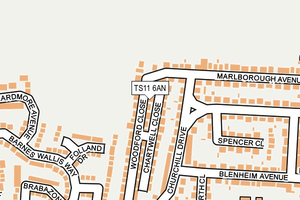 TS11 6AN map - OS OpenMap – Local (Ordnance Survey)