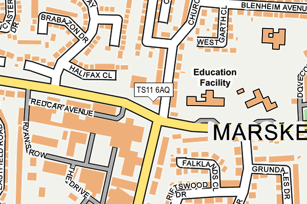 TS11 6AQ map - OS OpenMap – Local (Ordnance Survey)