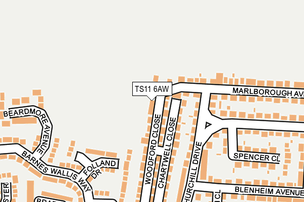 TS11 6AW map - OS OpenMap – Local (Ordnance Survey)