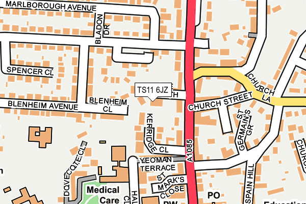 TS11 6JZ map - OS OpenMap – Local (Ordnance Survey)