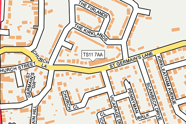 TS11 7AA map - OS OpenMap – Local (Ordnance Survey)