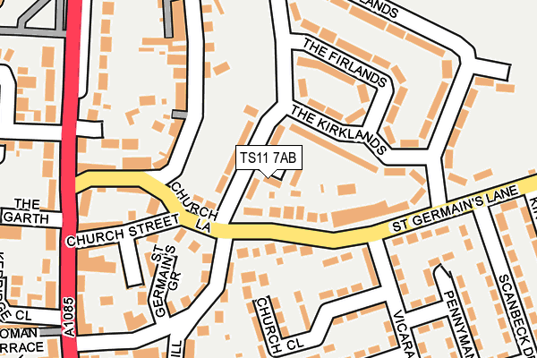 TS11 7AB map - OS OpenMap – Local (Ordnance Survey)