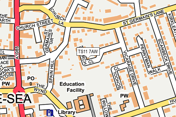 TS11 7AW map - OS OpenMap – Local (Ordnance Survey)