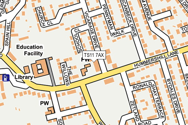 TS11 7AX map - OS OpenMap – Local (Ordnance Survey)