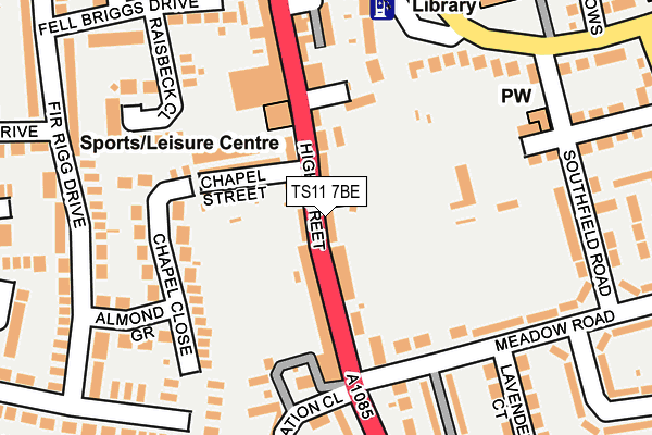 TS11 7BE map - OS OpenMap – Local (Ordnance Survey)