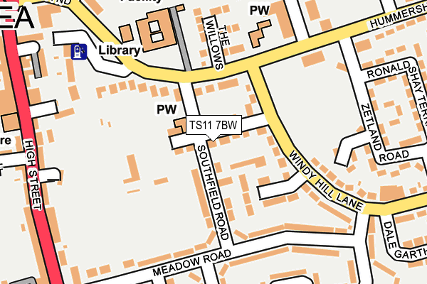 TS11 7BW map - OS OpenMap – Local (Ordnance Survey)