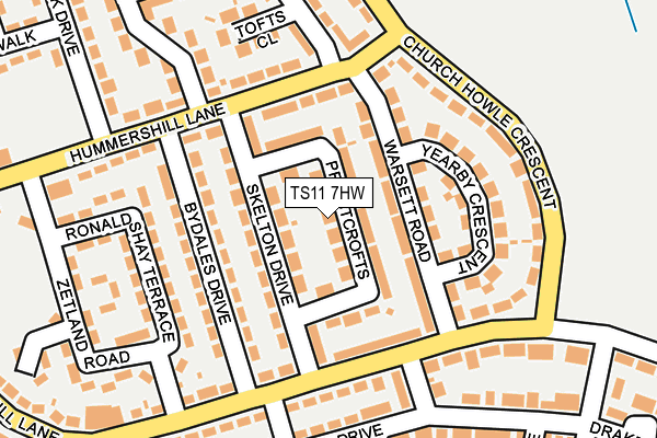 TS11 7HW map - OS OpenMap – Local (Ordnance Survey)