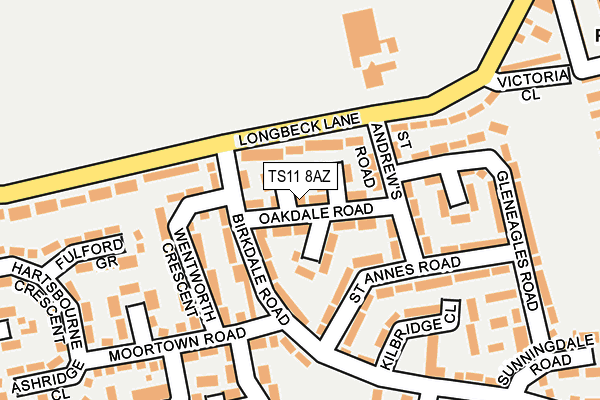 TS11 8AZ map - OS OpenMap – Local (Ordnance Survey)