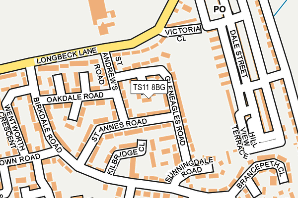 TS11 8BG map - OS OpenMap – Local (Ordnance Survey)