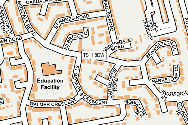 TS11 8DW map - OS OpenMap – Local (Ordnance Survey)