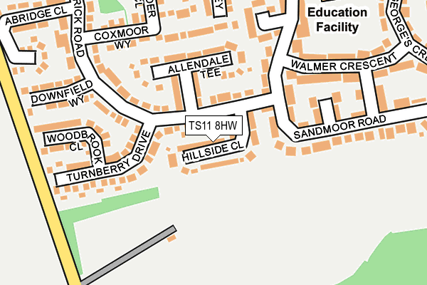 TS11 8HW map - OS OpenMap – Local (Ordnance Survey)
