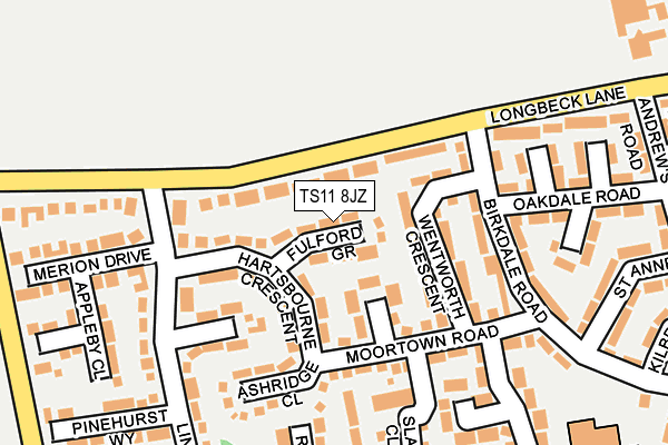 TS11 8JZ map - OS OpenMap – Local (Ordnance Survey)