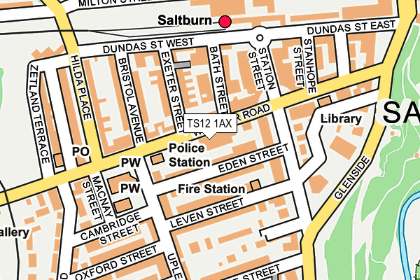 TS12 1AX map - OS OpenMap – Local (Ordnance Survey)