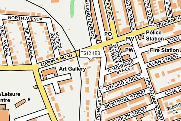 TS12 1BB map - OS OpenMap – Local (Ordnance Survey)