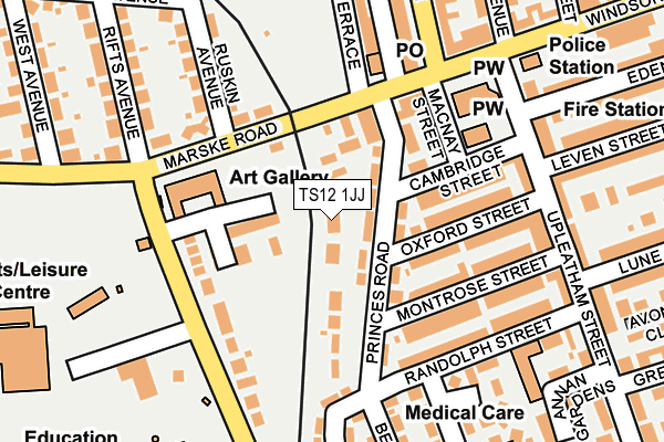 TS12 1JJ map - OS OpenMap – Local (Ordnance Survey)