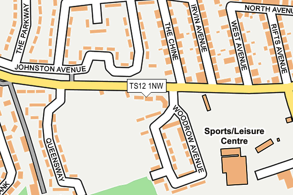 TS12 1NW map - OS OpenMap – Local (Ordnance Survey)