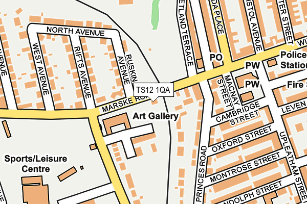 TS12 1QA map - OS OpenMap – Local (Ordnance Survey)