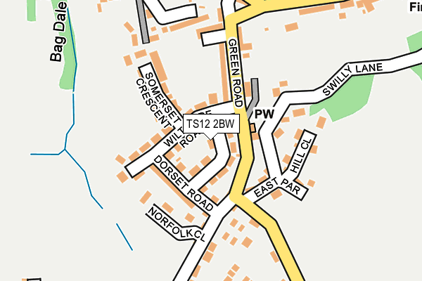 TS12 2BW map - OS OpenMap – Local (Ordnance Survey)