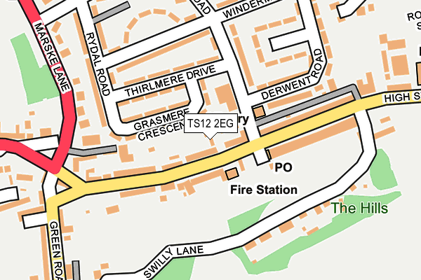 TS12 2EG map - OS OpenMap – Local (Ordnance Survey)