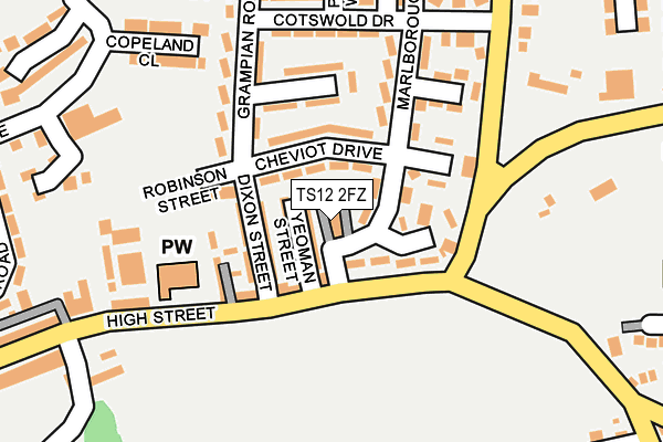 TS12 2FZ map - OS OpenMap – Local (Ordnance Survey)