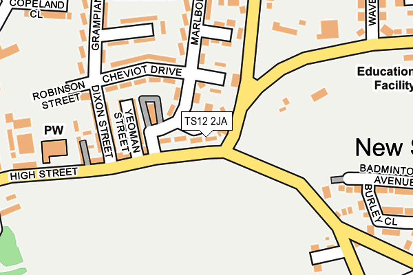 TS12 2JA map - OS OpenMap – Local (Ordnance Survey)