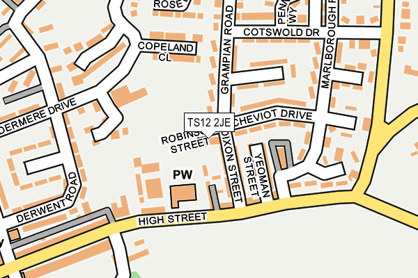 TS12 2JE map - OS OpenMap – Local (Ordnance Survey)