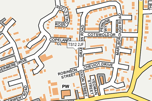 TS12 2JF map - OS OpenMap – Local (Ordnance Survey)