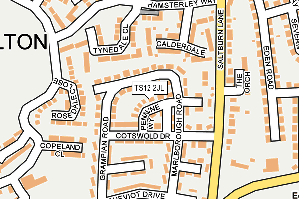 TS12 2JL map - OS OpenMap – Local (Ordnance Survey)