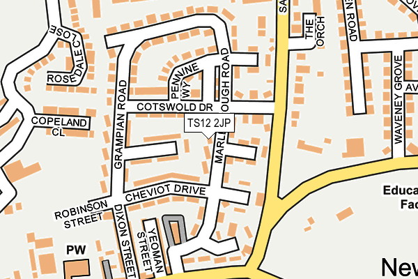 TS12 2JP map - OS OpenMap – Local (Ordnance Survey)