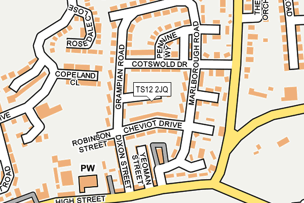 TS12 2JQ map - OS OpenMap – Local (Ordnance Survey)