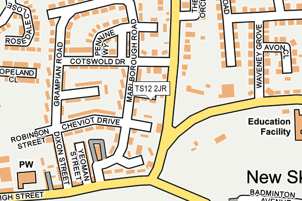 TS12 2JR map - OS OpenMap – Local (Ordnance Survey)