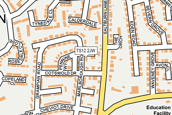 TS12 2JW map - OS OpenMap – Local (Ordnance Survey)