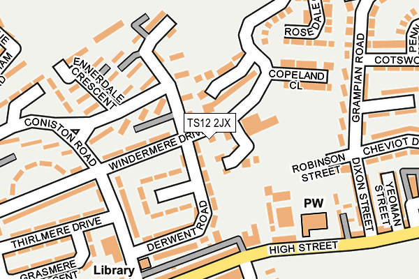 TS12 2JX map - OS OpenMap – Local (Ordnance Survey)