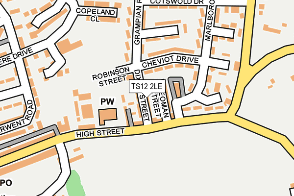 TS12 2LE map - OS OpenMap – Local (Ordnance Survey)