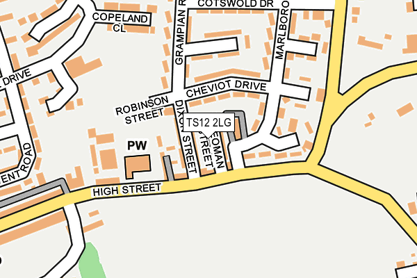 TS12 2LG map - OS OpenMap – Local (Ordnance Survey)