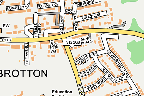 TS12 2QB map - OS OpenMap – Local (Ordnance Survey)