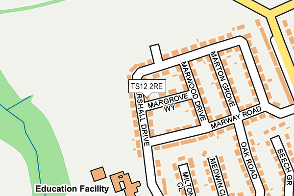 TS12 2RE map - OS OpenMap – Local (Ordnance Survey)