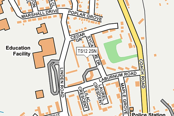 TS12 2SN map - OS OpenMap – Local (Ordnance Survey)