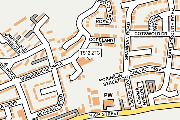 TS12 2TG map - OS OpenMap – Local (Ordnance Survey)