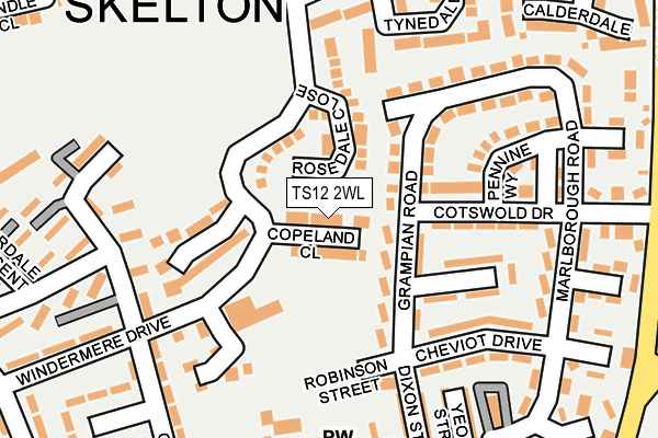 TS12 2WL map - OS OpenMap – Local (Ordnance Survey)