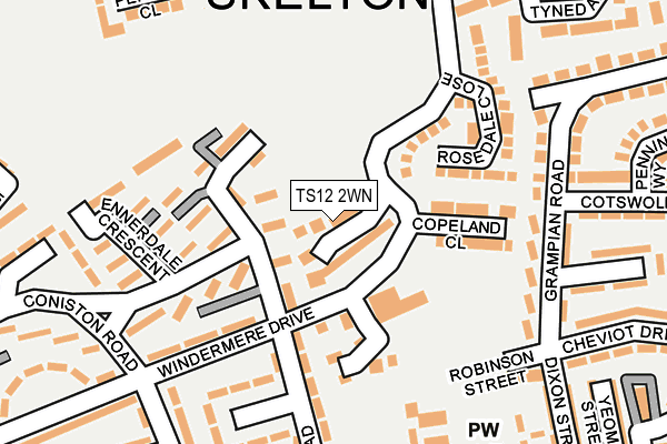 TS12 2WN map - OS OpenMap – Local (Ordnance Survey)