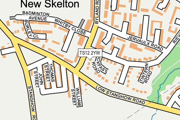 TS12 2YW map - OS OpenMap – Local (Ordnance Survey)