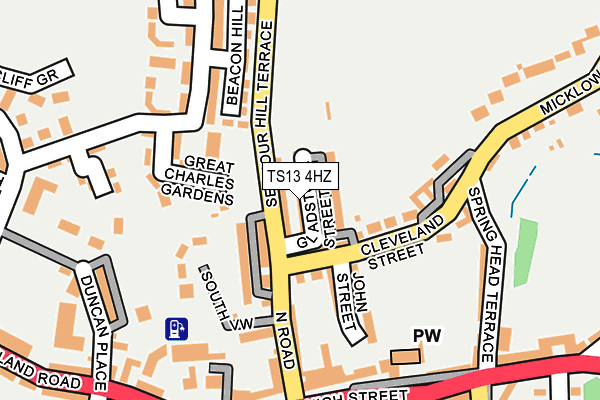 TS13 4HZ map - OS OpenMap – Local (Ordnance Survey)