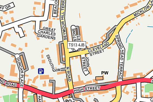 TS13 4JB map - OS OpenMap – Local (Ordnance Survey)