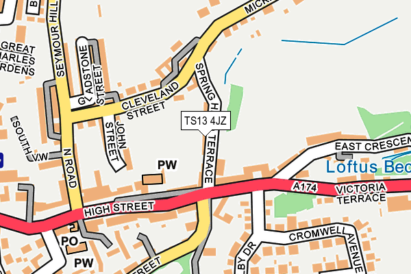 TS13 4JZ map - OS OpenMap – Local (Ordnance Survey)